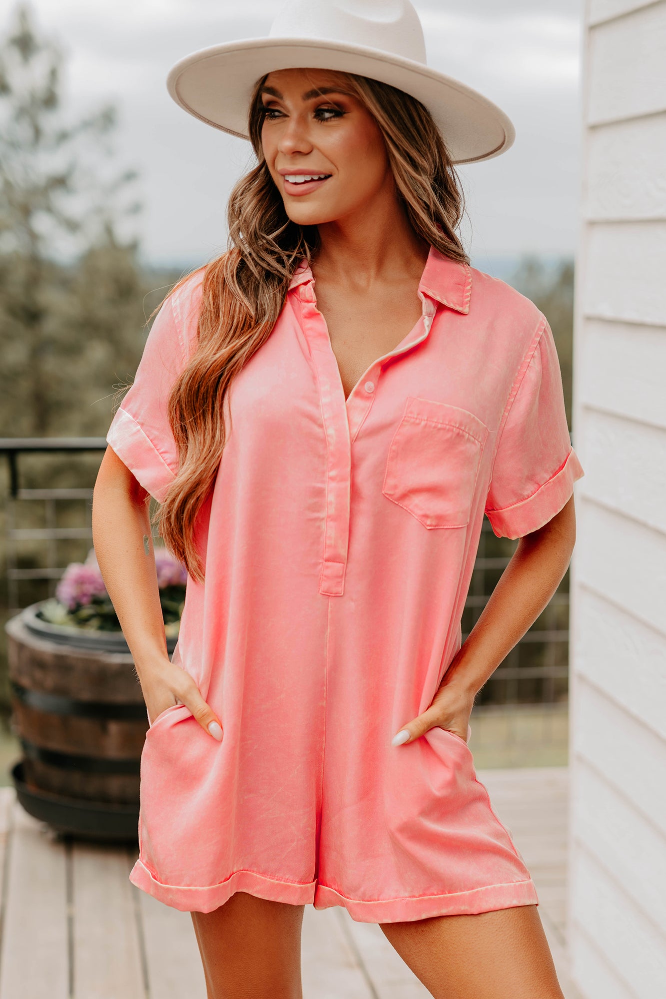 Cozy Spell Mineral Wash Zenana Romper (Dark Pink) · NanaMacs