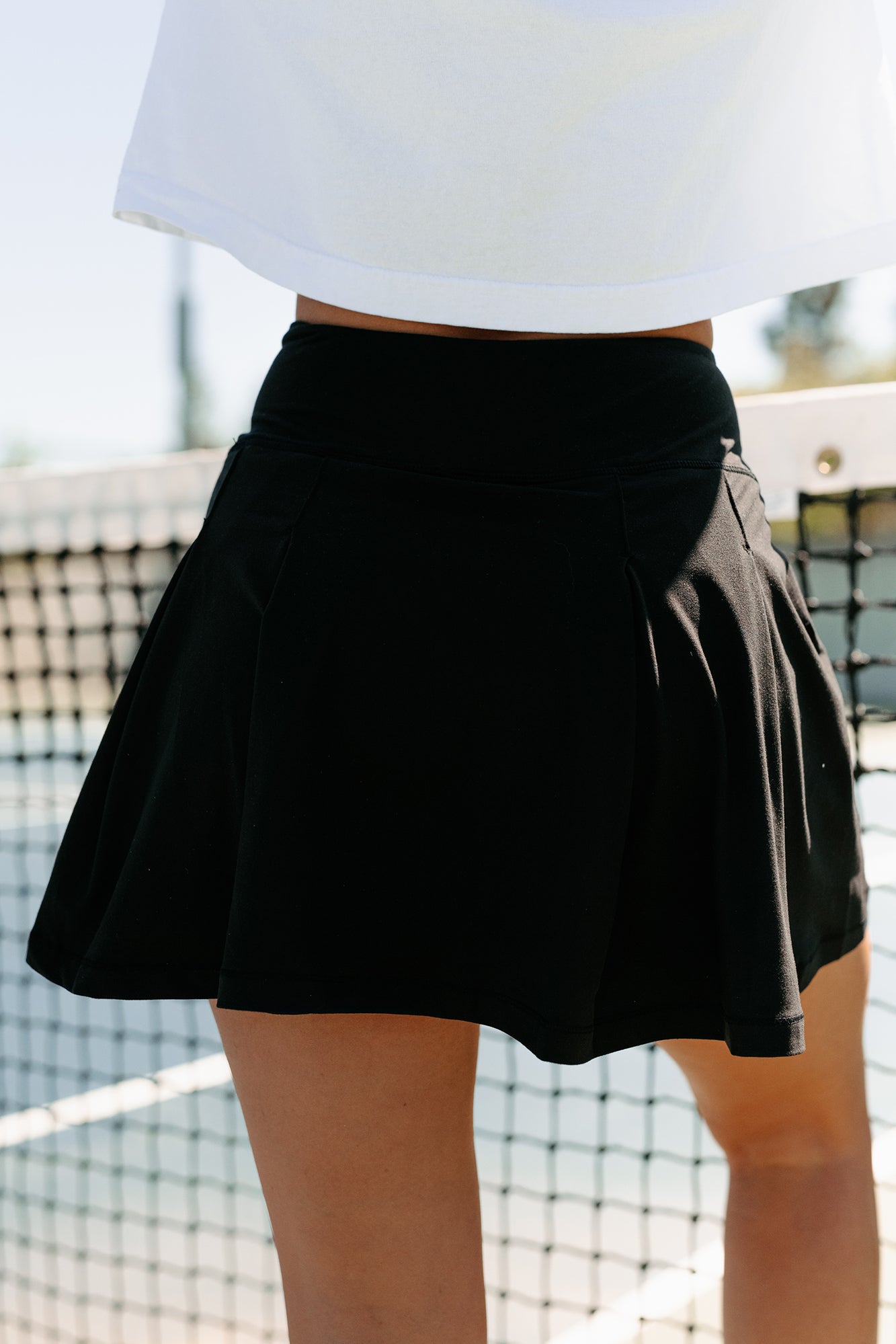 Williams Back Pleated Tennis Skirt (Black) - NanaMacs