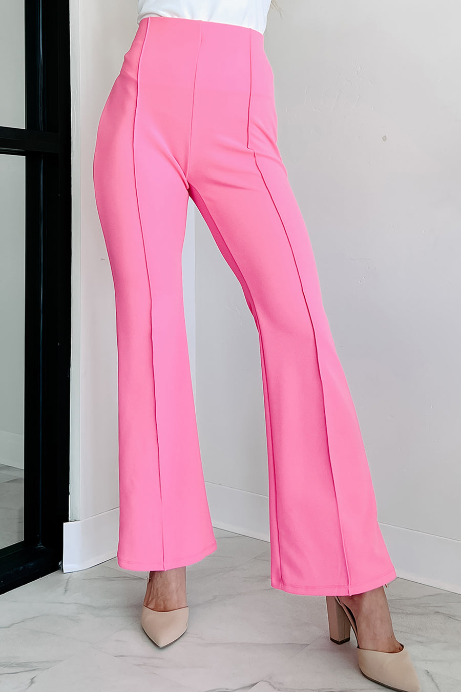 Style Stance High Waist Flare Pants (Hot Pink)