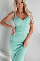 Let Your Dreams Blossom Textured Knit Bodycon Dress (Light Teal) - NanaMacs