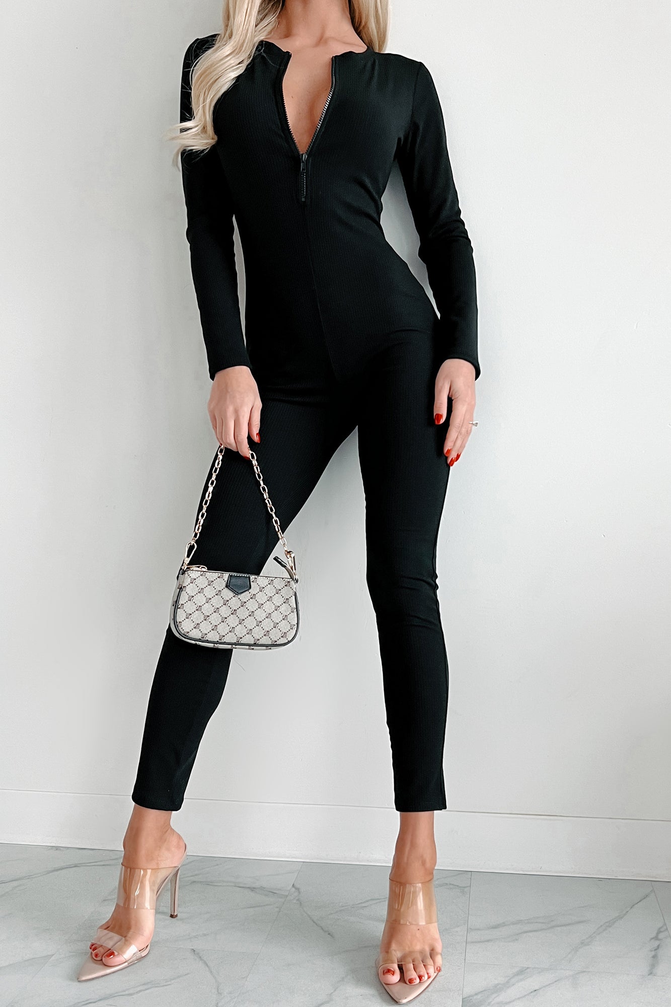 Can't Handle Me Zip-Front Long Sleeve Catsuit (Black) · NanaMacs