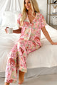 Sleeping Tiger Satin Pajama Set (Pink) - NanaMacs