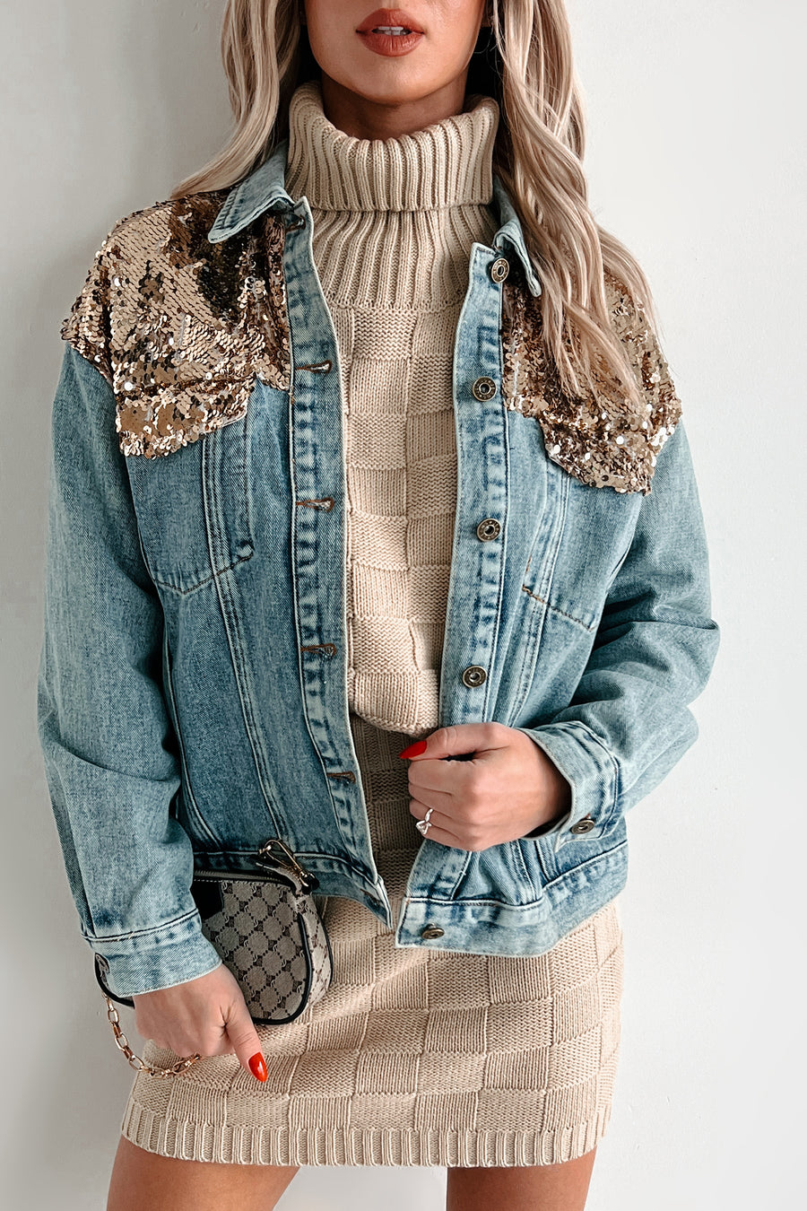 Glitz & Denim Sequin Hoodie Set main image 0