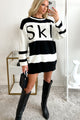 Down The Slopes Colorblock Tunic Sweater (Black/Cream) - NanaMacs