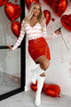 Cupid Loves Me NanaMacs Original Printed V-Neck Bodysuit (White/Red) - NanaMacs