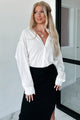 Upscale Style Oversized Button-Down Shirt (White/Black)