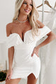 Just Trying To Be Sweet Off The Shoulder Mini Dress (White) - NanaMacs