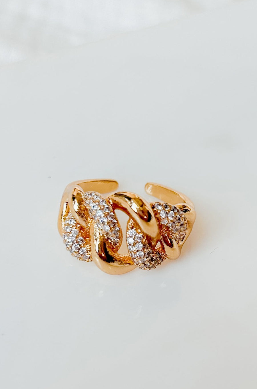 Habitual Spender Crystal Chain Ring (Gold)