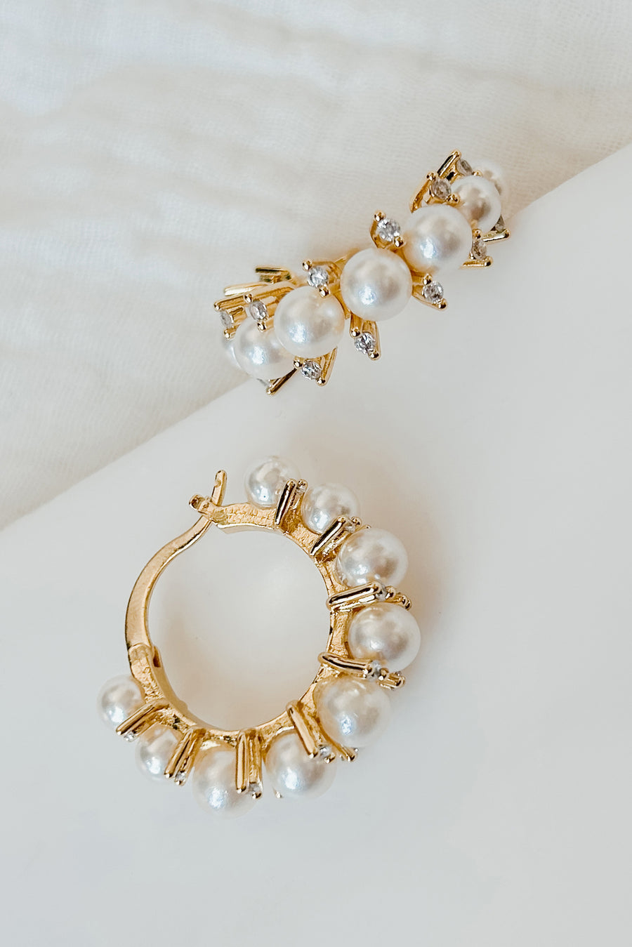 Well Aren't You Cute Pearl Hoop Earrings (Gold)