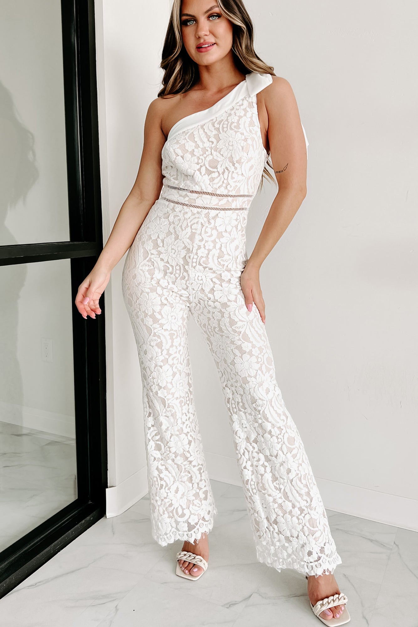White Lace Wide-Leg Jumpsuit | Womens | X-Small (Available in S, M) | 100% Polyester | Lulus Exclusive | Jumpsuits