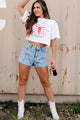 "Wild West Rodeo Cowboy" Oversized Graphic Crop Tee (White) - Print On Demand - NanaMacs