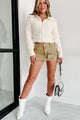 On Your Radar Mineral Wash Cargo Mini Skirt (Khaki) - NanaMacs