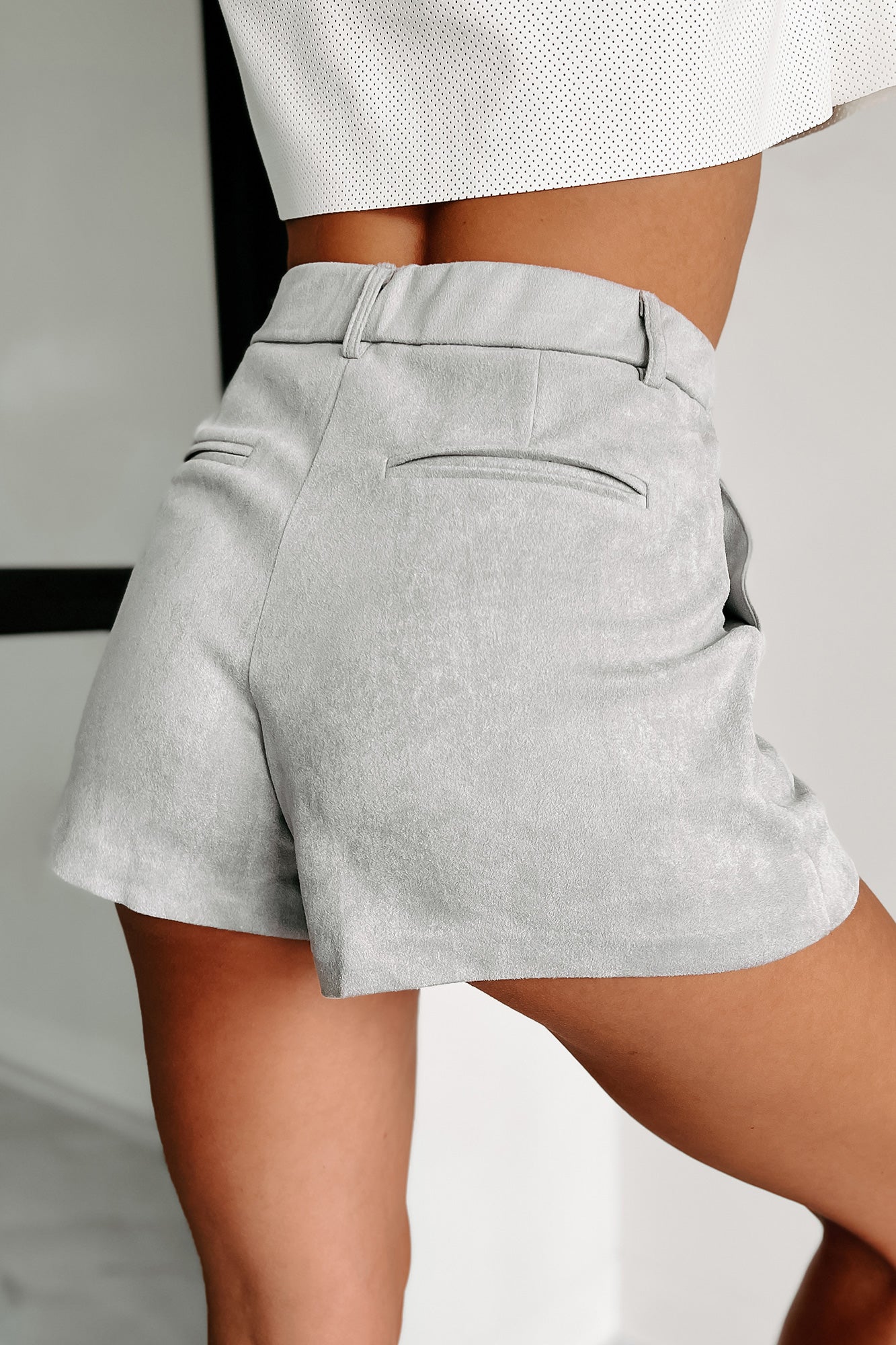 Happiest With You Faux Suede Skort (Grey) - NanaMacs