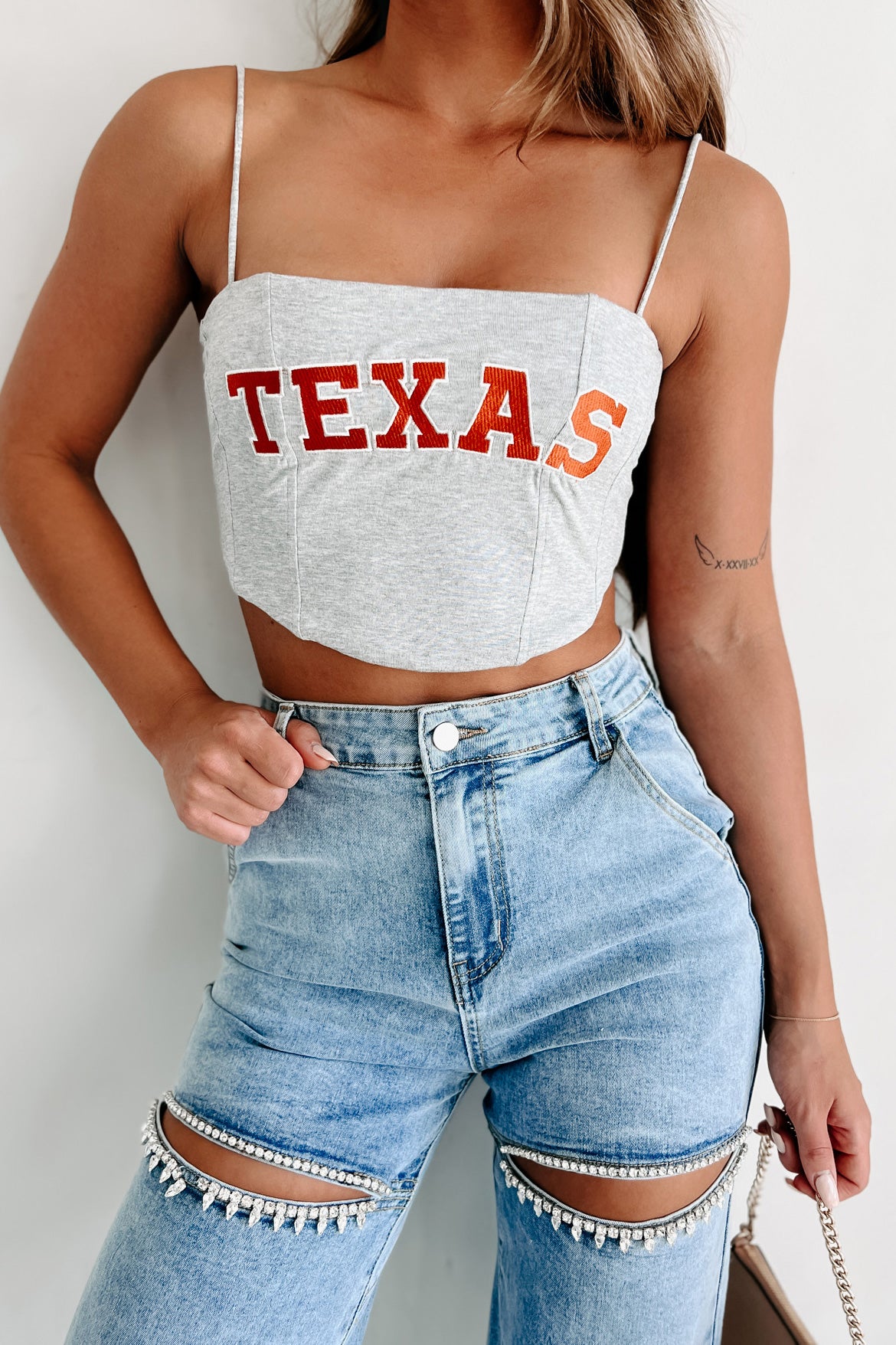 That's My Team Embroidered Corset Top (Texas) · NanaMacs