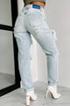 Losing Control High Rise Ripped Baggy Jeans (Light) - NanaMacs