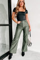 Made For The City Faux Leather Pants (Olive) - NanaMacs