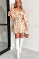 Was It Ever Love Puff Sleeve Floral Mini Dress (Ivory Combo) - NanaMacs