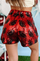 We've Got Spirit Football Sequin Shorts (Red/Black) - NanaMacs