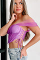 Easily Charmed Off The Shoulder Lace-Up Corset Top (Purple) - NanaMacs