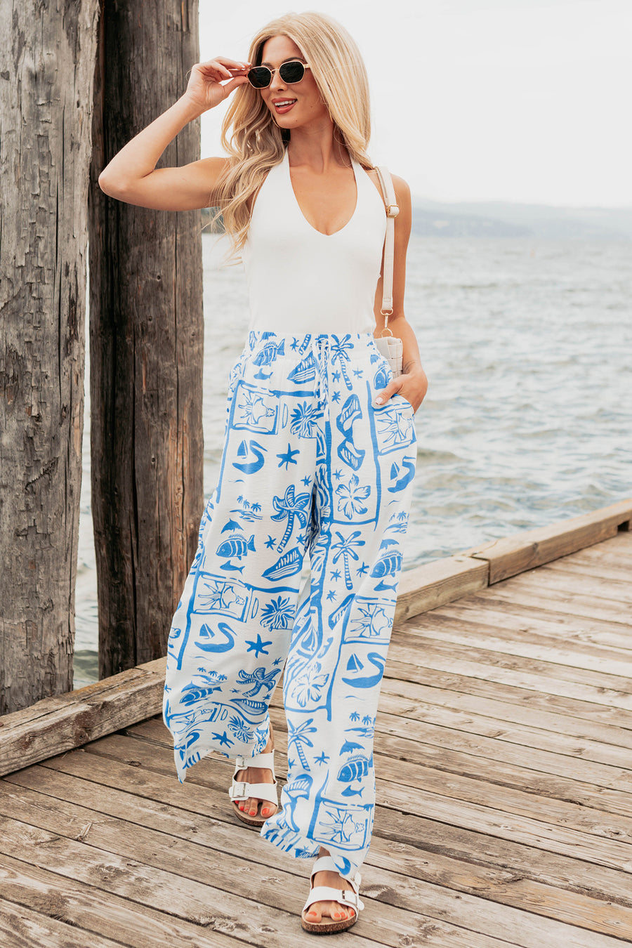OCEAN Scallop Hem Wide Leg Pants