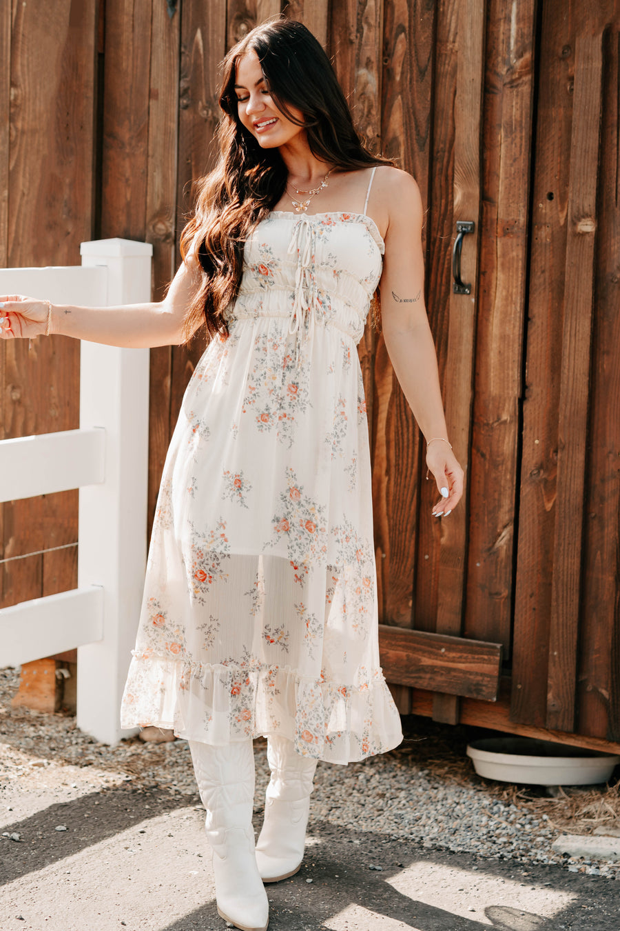 Peach Please Sleeveless Floral Midi Dress (Cream/Multi) · NanaMacs