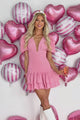 Presence Of Love Puff Sleeve Mini Dress (Baby Pink)