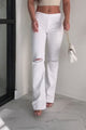 County Line Mid-Rise Distressed Flare Jeans (White)