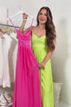 Look At The Bright Side Rhinestone Strap Maxi Dress (Hot Pink)