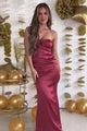 Romantic Intrigue Satin Cut-Out Maxi Dress (Marsala)