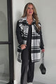 Embracing The Chill Quilted Sleeve Plaid Coat (Black)