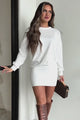 Touring The City Partially Fitted Sweatshirt Mini Dress (Soft White)