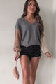 Won't Let Go Colorblock Sweater (Charcoal/Multi)