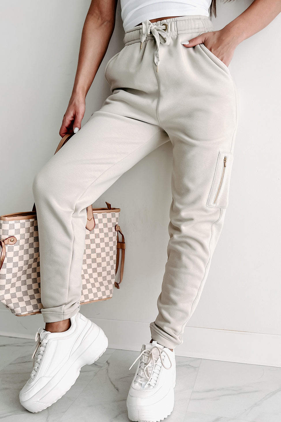 Sticking To The Routine Joggers Taupe NanaMacs