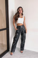Wreck Your World Faux Leather Cargo Pants (Black)