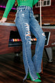 Style Bandit High Rise Distressed Flare Jeans (Medium) - NanaMacs