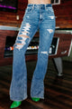 Style Bandit High Rise Distressed Flare Jeans (Medium) - NanaMacs