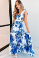 Casa Rosa Printed Open Back Maxi Dress (White/Blue) - NanaMacs