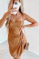Getting It Girl Satin Strapless Mini Dress (Caramel) - NanaMacs