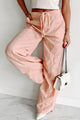 Teen Angst Wide Leg Drawstring Pants (Pale Pink) - NanaMacs