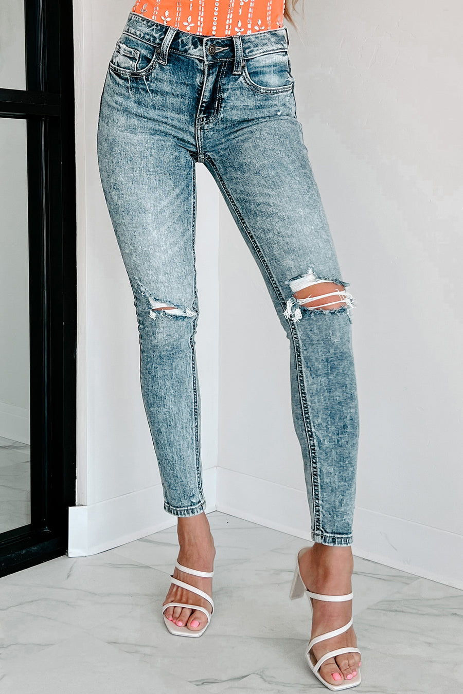 Strictly Casual Mid-Rise Distressed Eunina Skinny Jeans (Medium) - NanaMacs