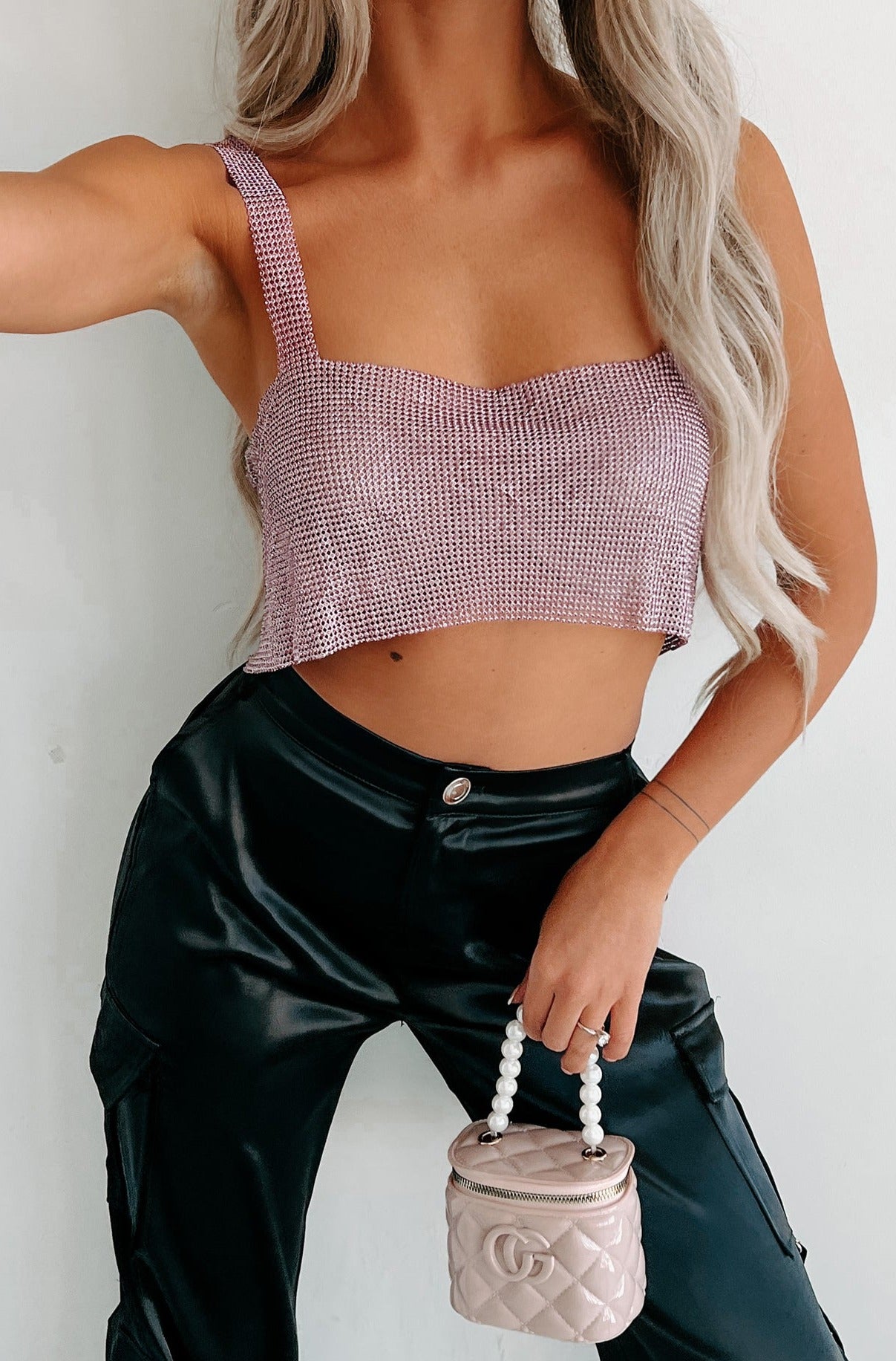 Cowl Halter Neck Chain Backless Crop Top