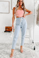 Talk Of The Town Pleated Corset Crop Top (Pink) - NanaMacs