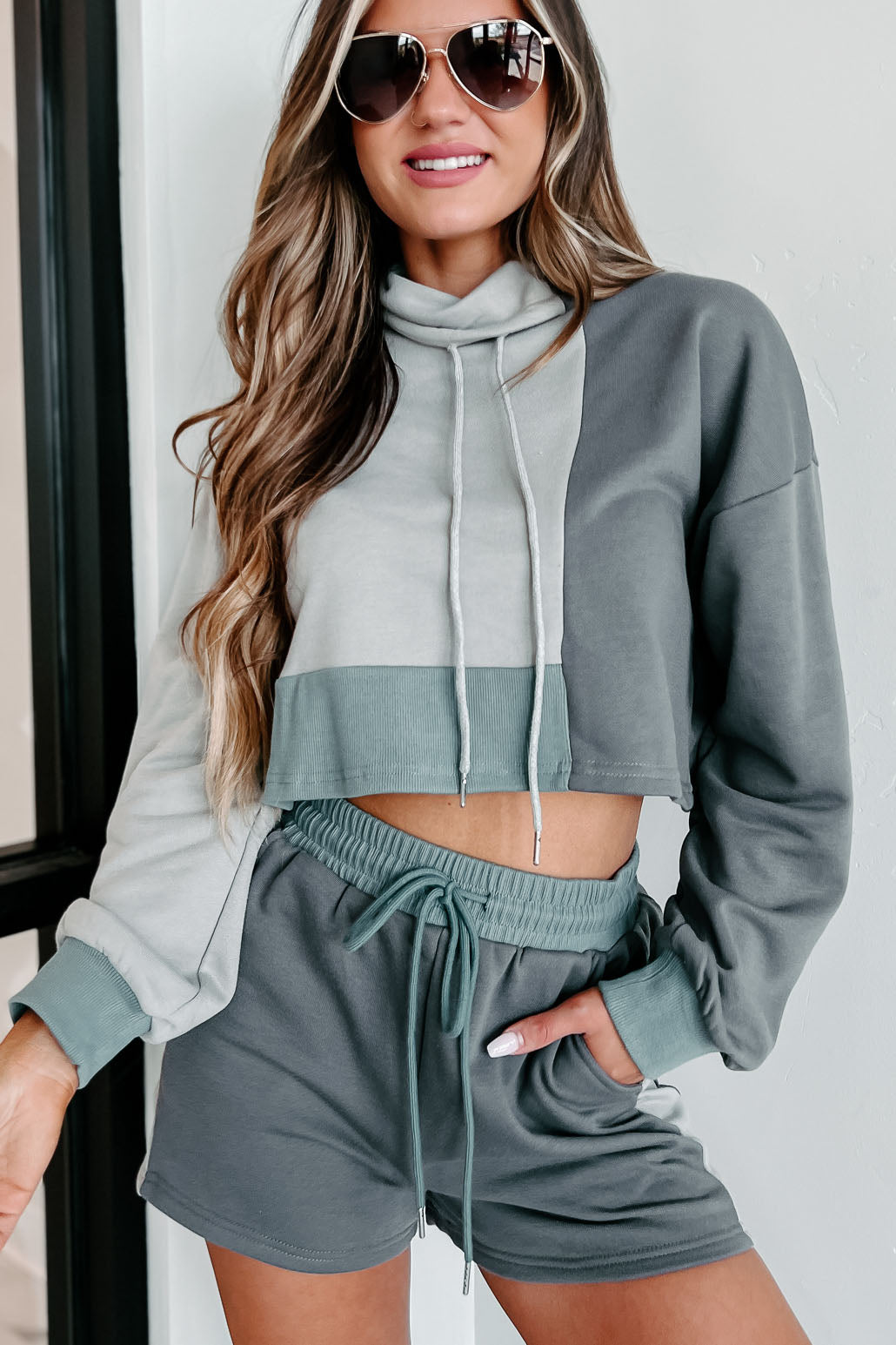 Shorts and discount cropped hoodie set