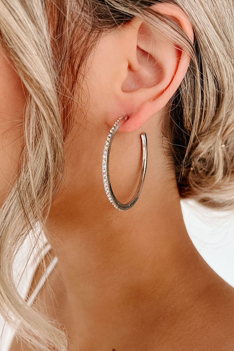 Impress The Best Iridescent Rhinestone Hoop Earrings (Silver) · NanaMacs