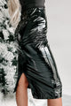 Keeping It Sleek Shiny Faux Leather Midi Skirt (Black) - NanaMacs