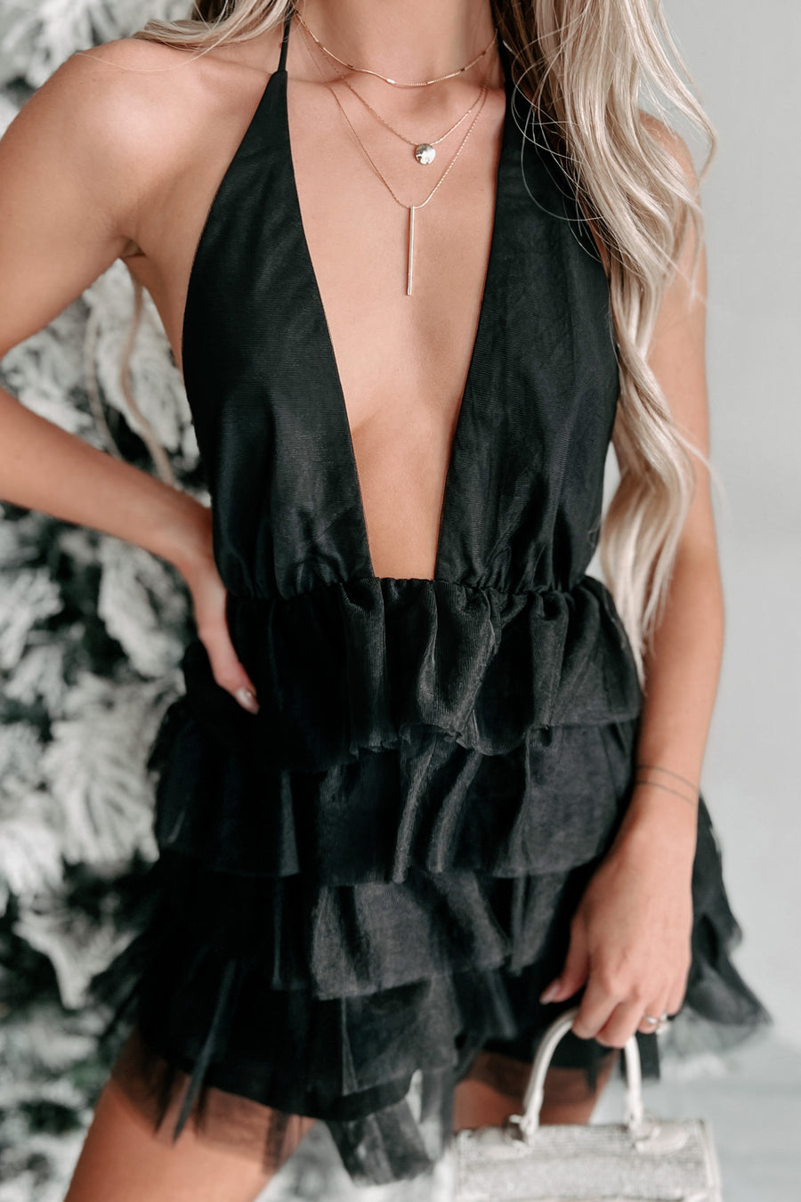 Born To Party Tiered Tulle Mini Dress (Black) - NanaMacs