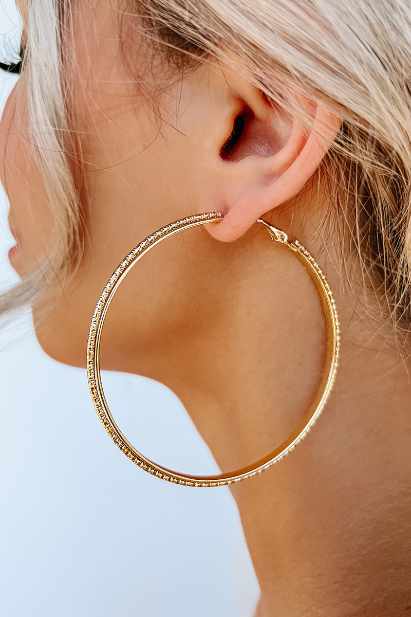 Street Smart Textured Hoop Earrings (Gold) - NanaMacs