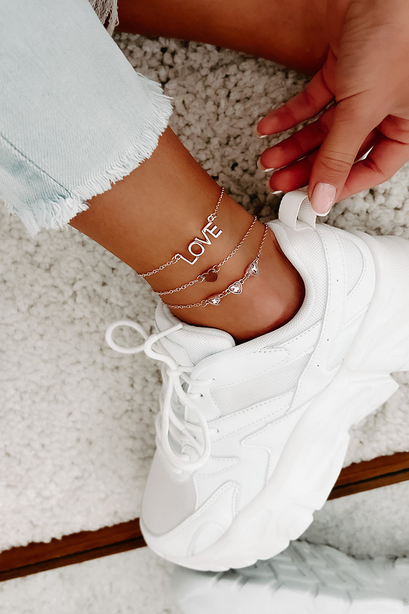 My First Love 3-Piece Ankle Bracelet Set (Rose Gold) · NanaMacs