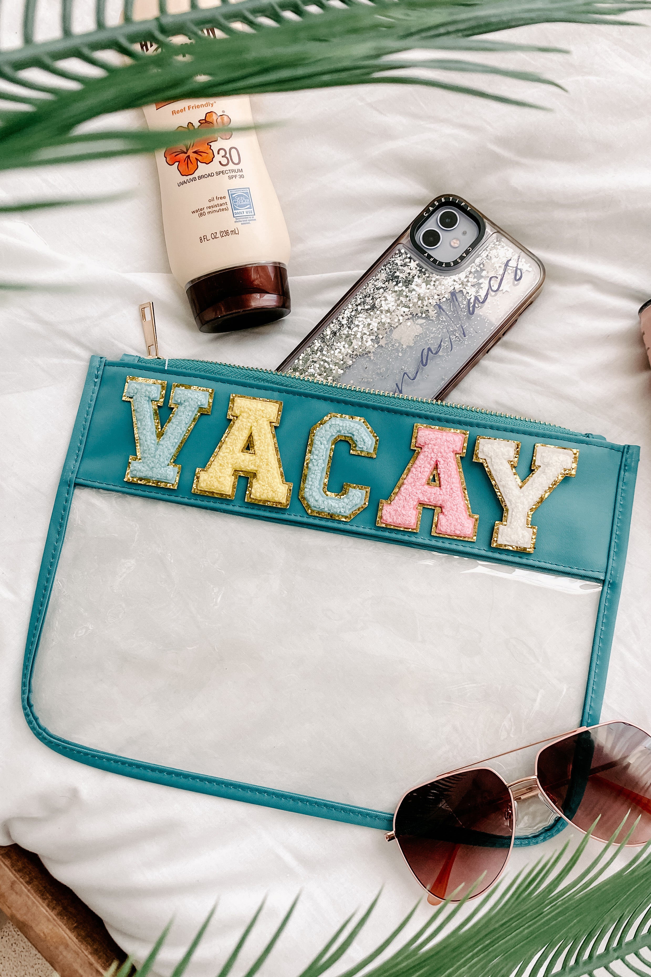 Vacay' Clear Black Pouch