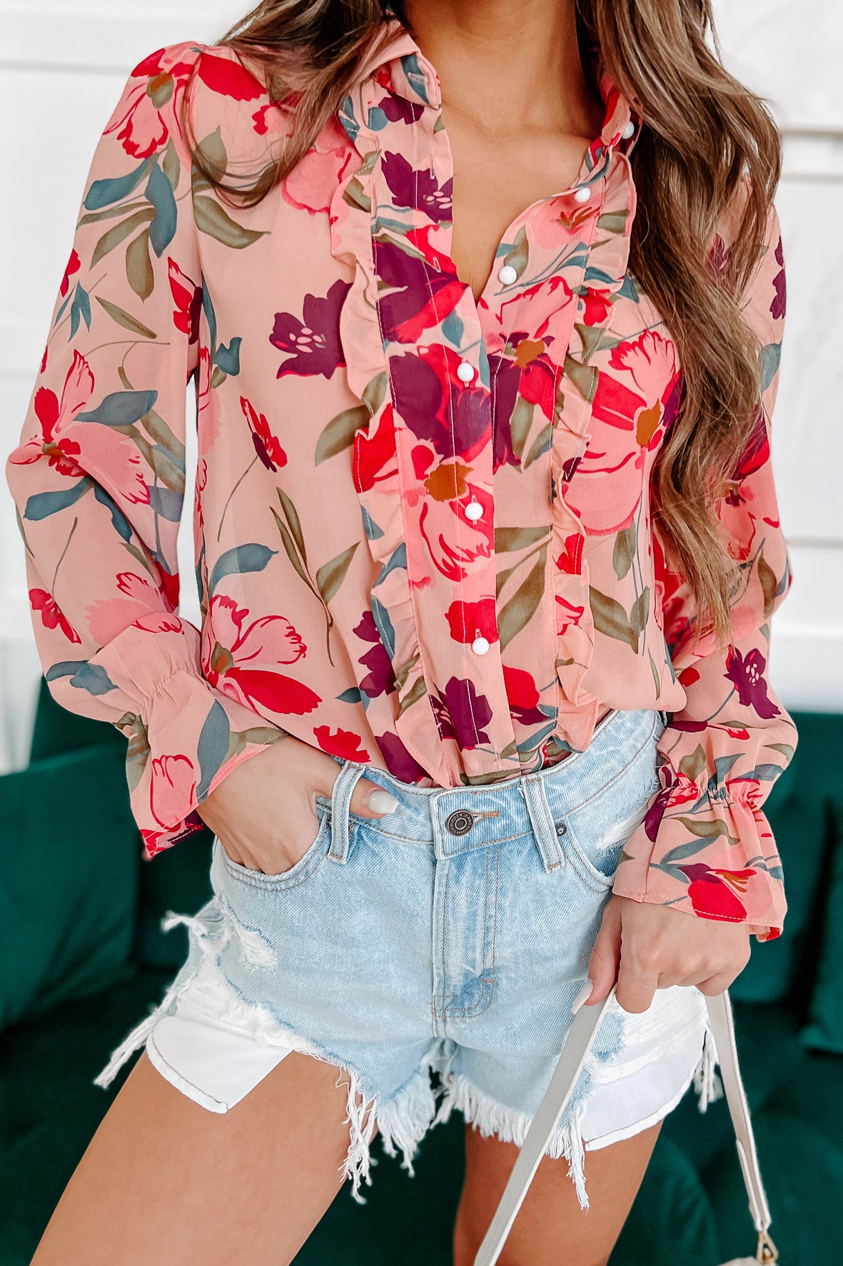 Remarkable Days Ruffled Floral Blouse (Multi)
